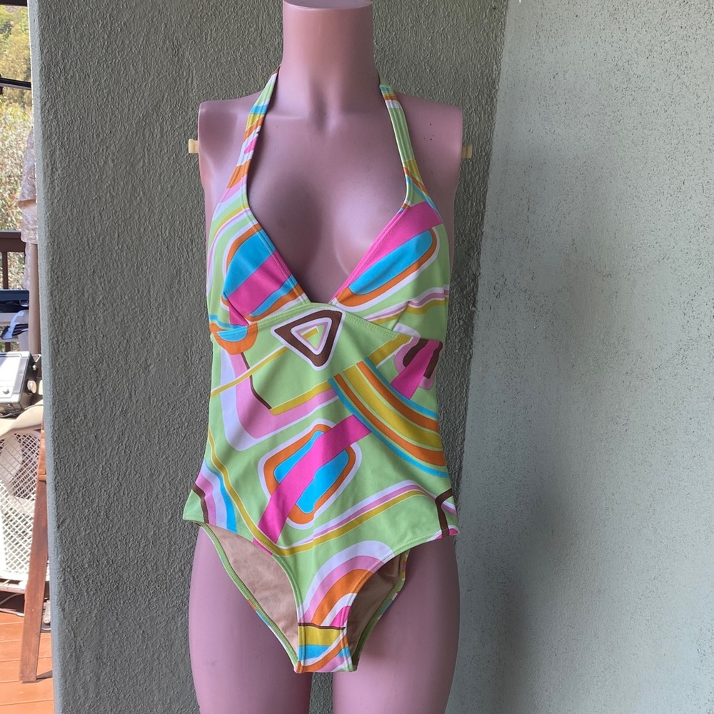CIA.MARÍTIMA gorgeous abstract bathing suit Beige lined Size 6/8 M